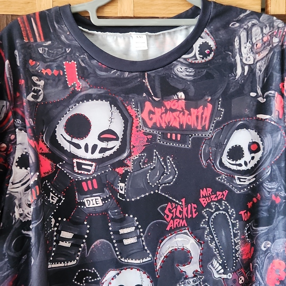 NWOT! Bling damond novelty stretch top - Picture 2 of 8